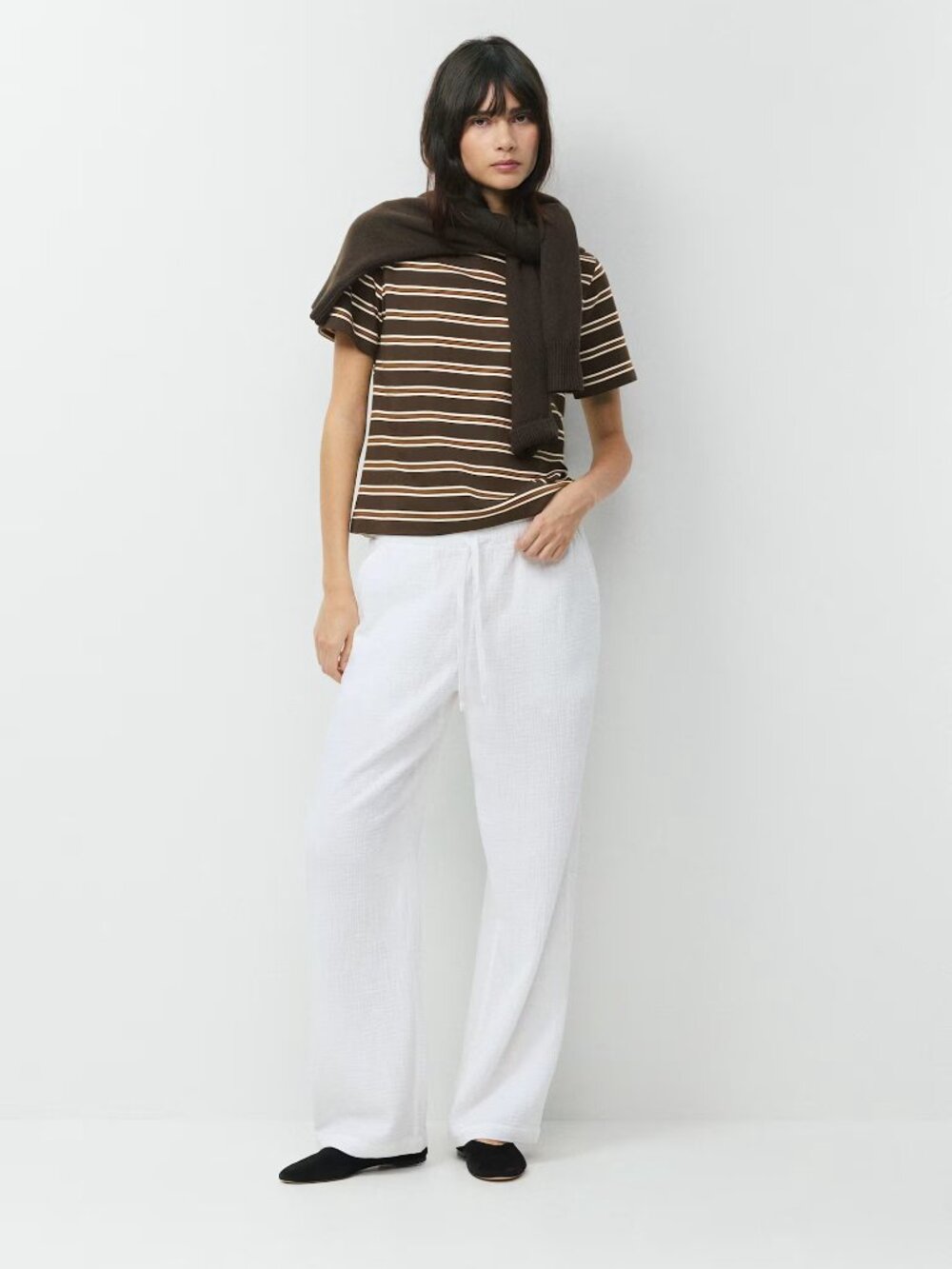 Aritzia Little Moon AirPlush Cotton Sail Pant Gauze Wide Leg Drawstring Pants - Picture 2 of 8
